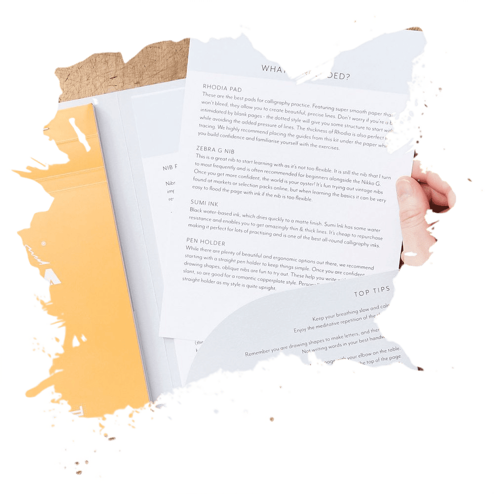 Kaligrafi kiti içerisinde talimatlar ve QR kod örneği